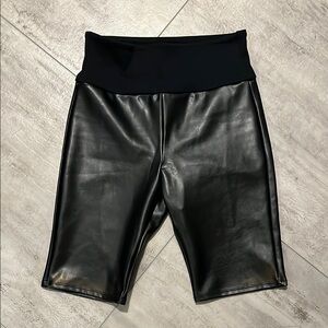 SPANX Black Shaping PU Faux Leather Women's Shorts
